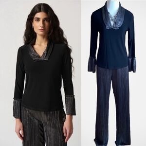 JOSEPH RIBKOFF Black/Silver Metallic Two Piece Set Size 8